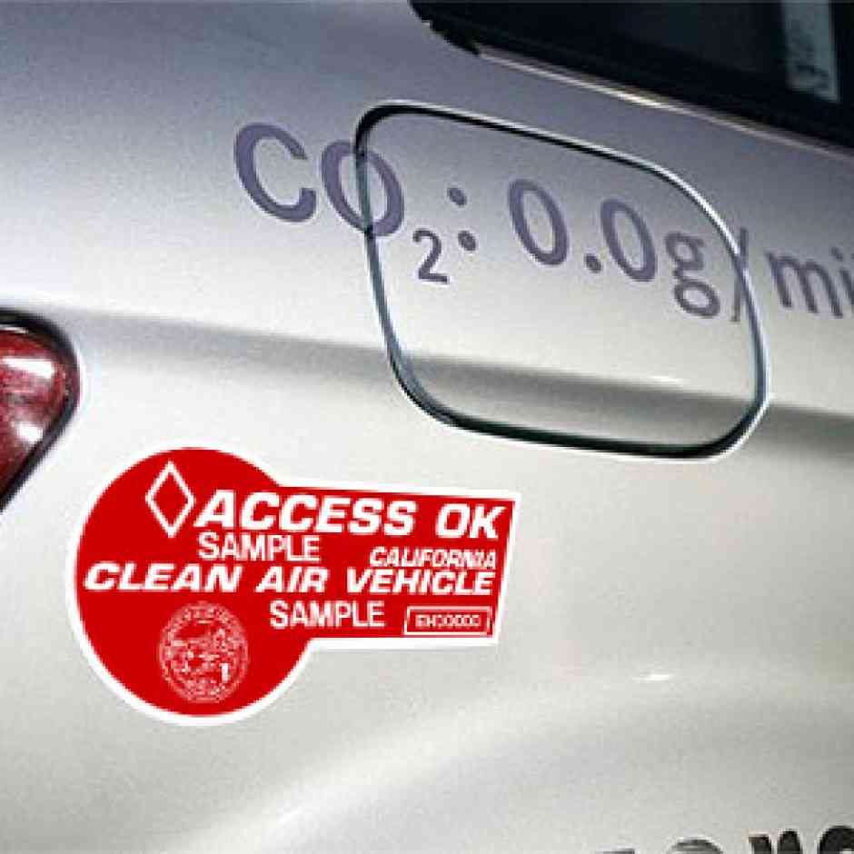 HOV red sticker issued at the dealership