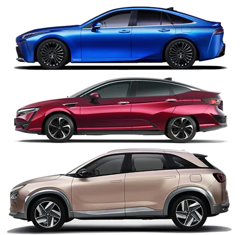 Three fuel cell cars